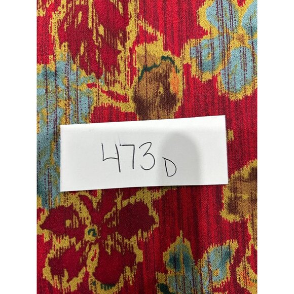 Leslie Fay Sz 14 Floral Pleated Skirt Scarf Red Multi Office Professional Artsy - Picture 8 of 8